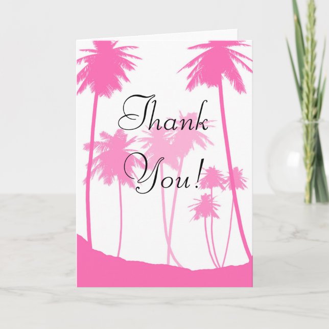 Tropische Hochzeit von Pink Palm Trees Danke (Vorderseite)