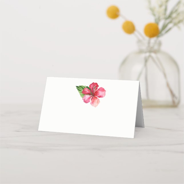 Tropische Hochzeit von Rotem Hibiskus Platzkarte (Vorderseite)