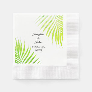 Tropische Hochzeiten Glittery Green Palm Leaf Serviette