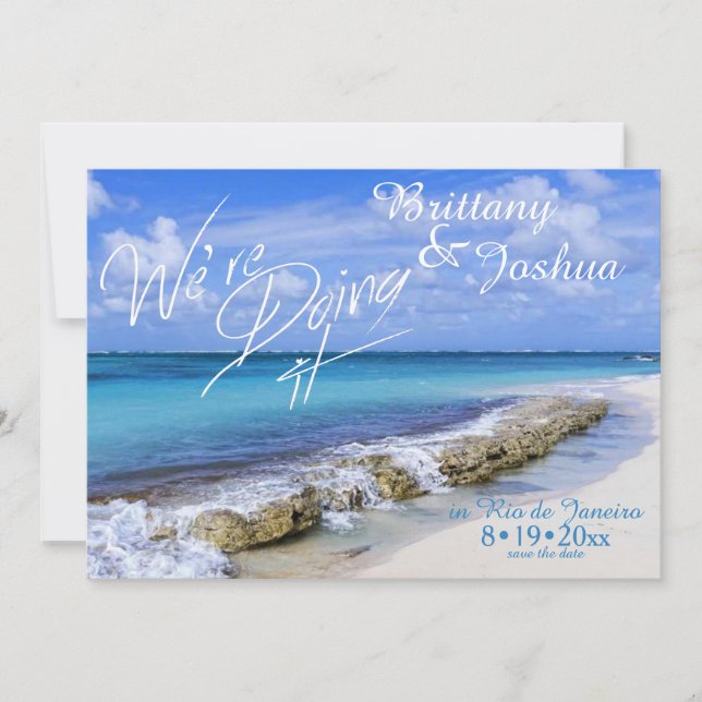 Tropische Hochzeiten im Beach Resort Einladung (Vorderseite)