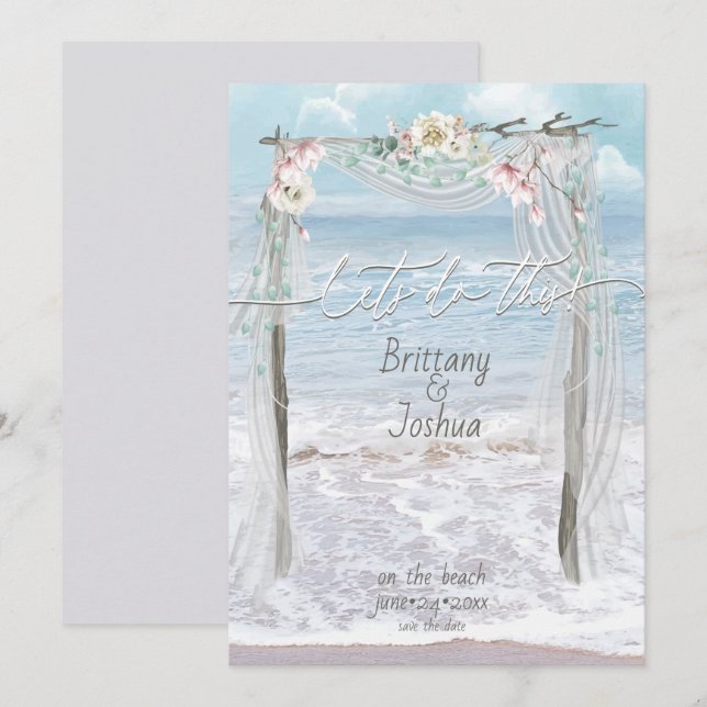 Tropische Hochzeiten Lasse diesen Strand Save the  Einladung (Vorne/Hinten)