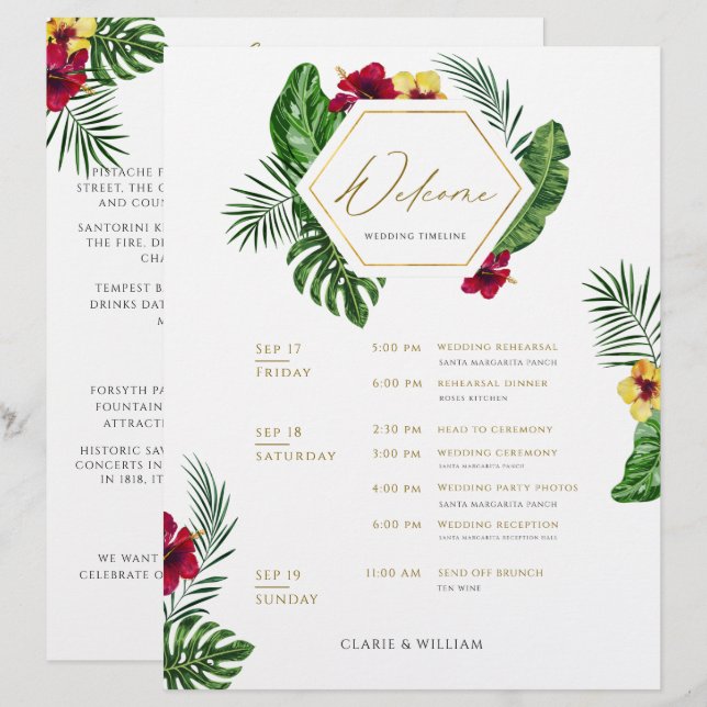 Tropische Hochzeitkarte (Vorne/Hinten)