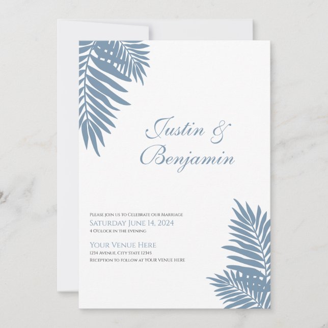 Tropische Hochzeitseinladung von Blaupalme 5 x 7 Einladung (Vorderseite)