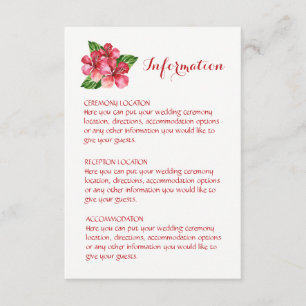 Tropische Hochzeitsinformationskarten des Roten Hi Begleitkarte