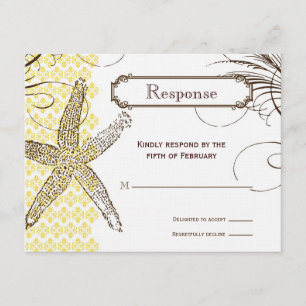 Tropische Hochzeitskarte für GelbDamast RSVP Karte