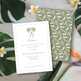 Tropische Hochzeitskarte für Palmen mit Knottierun Einladung
