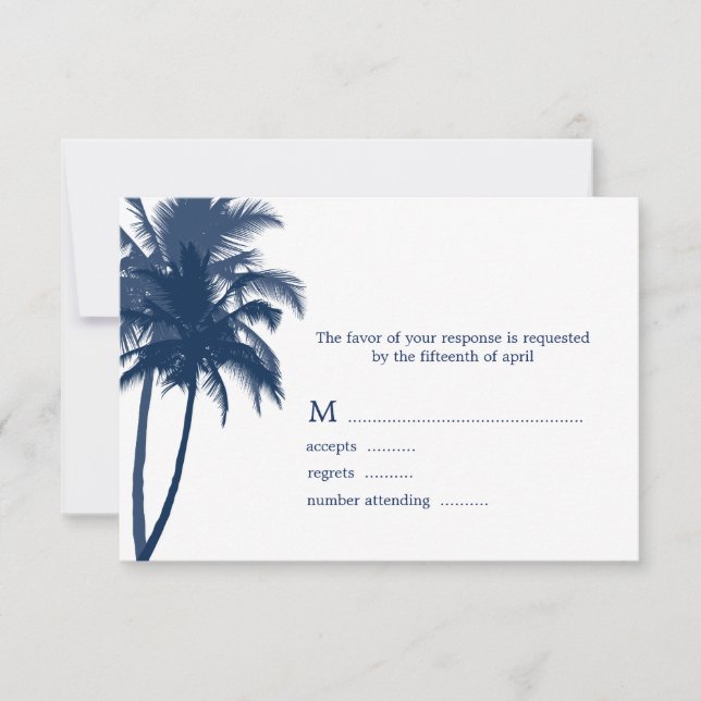 Tropische Hochzeitskarten mit Palm Trees RSVP Karte (Vorderseite)