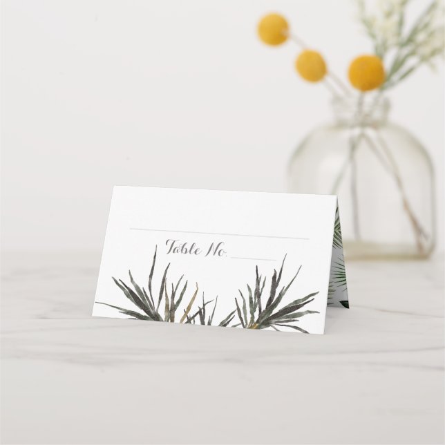 Tropische Hochzeitspalme geklappte Platzkarte (Vorderseite)