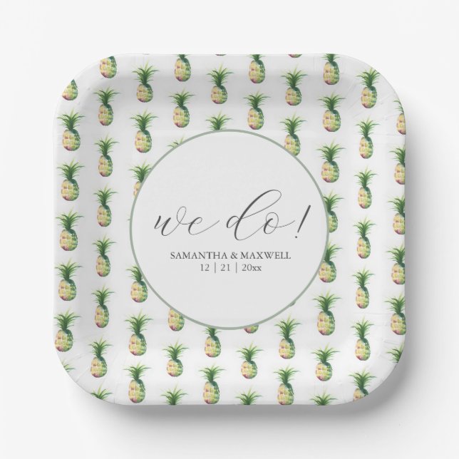 Tropische Hochzeitspapiere Teller Ananas (Vorderseite)