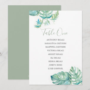 Tropische Hochzeitstabelle, Tischplan Einladung
