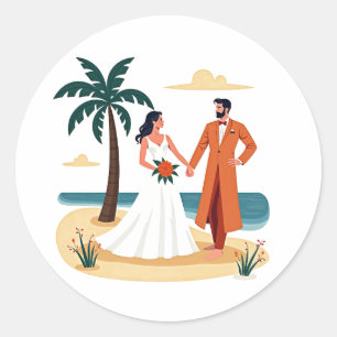 Tropische Hochzeitsticker Runder Aufkleber
