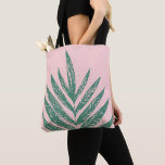 Tropische Illustration der botanischen Natur Rosa  Tasche<br><div class="desc">Eine moderne minimalistische rosa und grüne botanische Darstellung einer hübschen Palmenfront.</div>