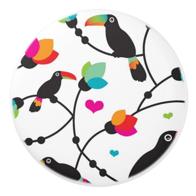 tropische Illustration des niedlichen toucan Keramikknauf (Vorderseite)
