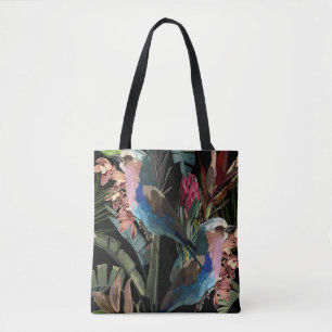 Tropische Illustrationen von Blume, Pflanze, Vögel Tasche