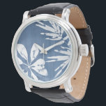 Tropische Indigoimpressionen - tropische Vegetatio Armbanduhr<br><div class="desc">Tropische Indigoimpressionen III von Juni Erica Vess. Die tropische Vegetation vor indigofarbenem Hintergrund.</div>