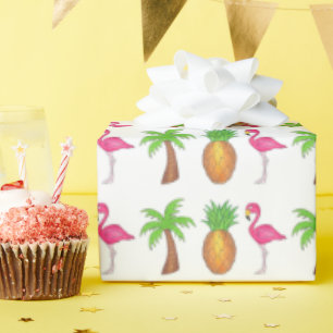 Tropische Insel Ananas Flamingo Palm Tree Beach Geschenkpapier