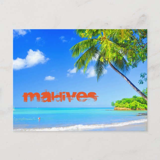 Tropische Insel auf den Malediven Postkarte (Vorderseite)