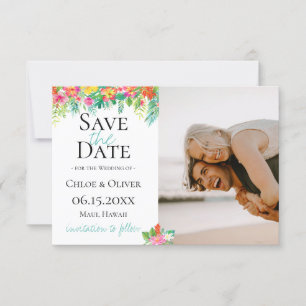 Tropische Insel Botanisches Foto Save The Date Ankündigung