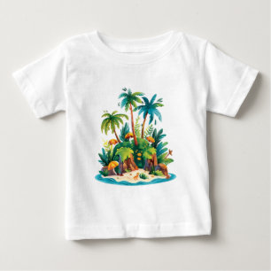 Tropische Insel – Farbige Strandszene mit Palme Baby T-shirt