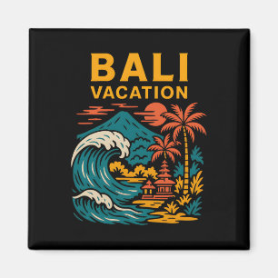 Tropische Insel Li Urlaub Retro Damen Surfs Up Magnet
