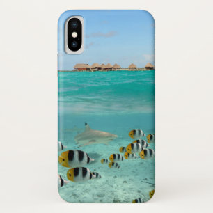 Tropische Insel mit Haifisch iphone X Fall Hülle