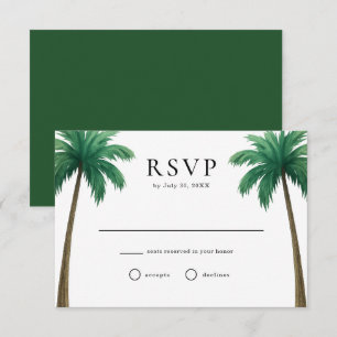 Tropische Insel Palmen Minimal Strandhochzeit RSVP Karte