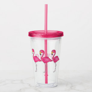Tropische Insel Rosa Flamingo Bird Personalisiert Acryltrinkbecher