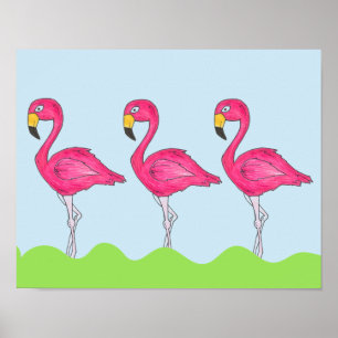 Tropische Insel Rosa Flamingo Bird Poster