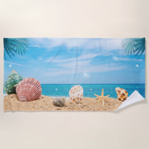 Tropische Insel Seashells Türkises Wasser Strandtuch