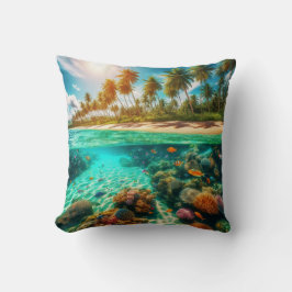 Tropische Insel Unterwasser Strand Ozean Fische Kissen