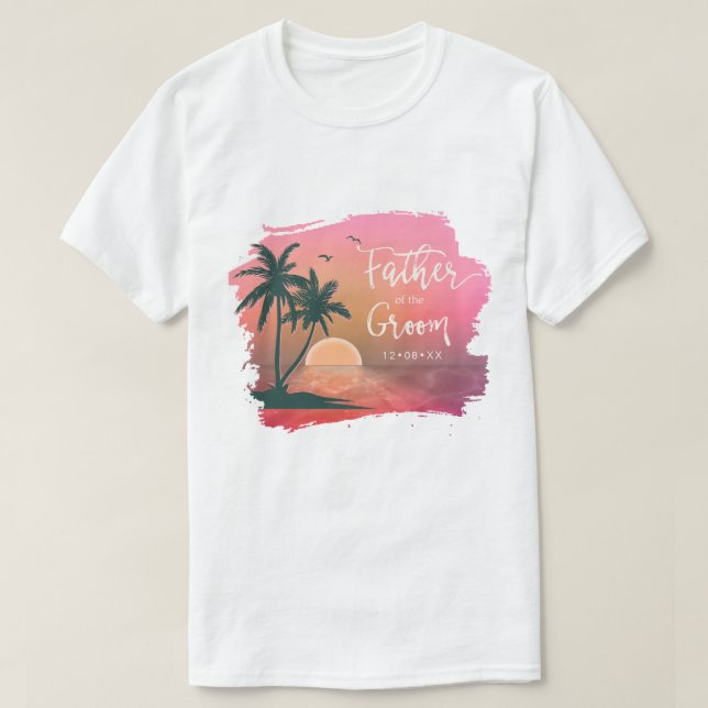 Tropische Insel Vater des Groom Pink ID581 T-Shirt (Design vorne)