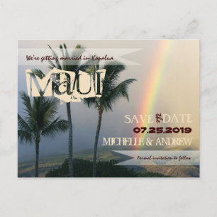 Tropische Insel Vintage Save The Date Ankündigungspostkarte