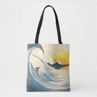 Tropische Insel, Welle, Surfer Sonnenuntergang.