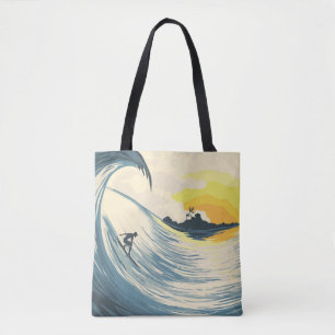 Tropische Insel, Welle, Surfer Sonnenuntergang. Tasche