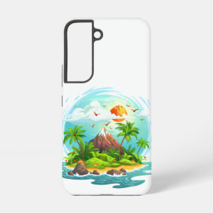 Tropische Inselillustration mit Ozeanblick Samsung Galaxy Hülle