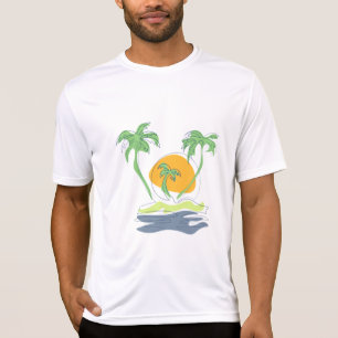 Tropische Inselstrandkulisse. Umriss Palme  T-Shirt