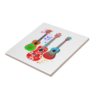 Tropische Inselukulele-Spieler-Musik Fliese