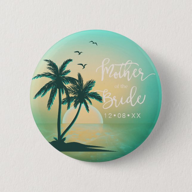 Tropische Isle Mother of the Bride Aquamarin ID581 Button (Vorderseite)