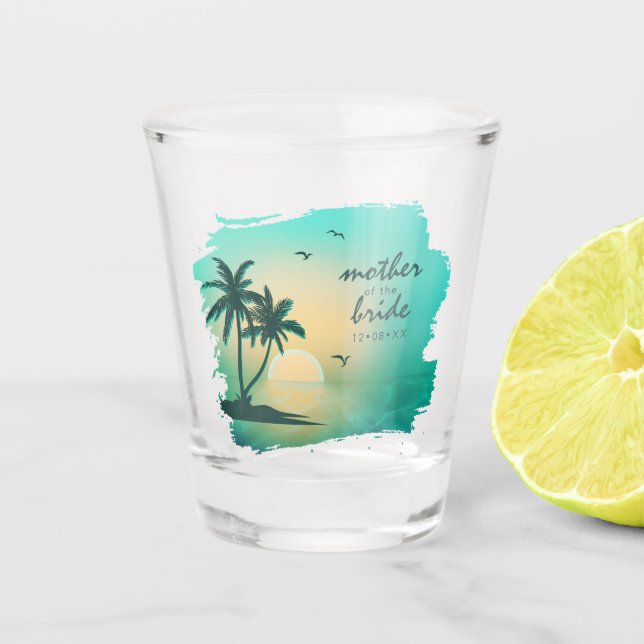 Tropische Isle Mother of the Bride Aquamarin ID581 Schnapsglas (Vorderseite)