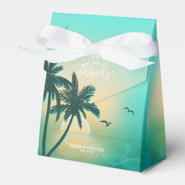 Tropische Isle Sunrise Liebe und Dank Aquamariner  Geschenkschachtel (Vorderseite)