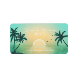 Tropische Isle Sunrise Wedding Aquamarin ID581 Adressaufkleber