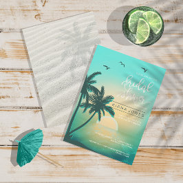 Tropische Isle Sunrise Wedding Aquamarin ID581 Einladung