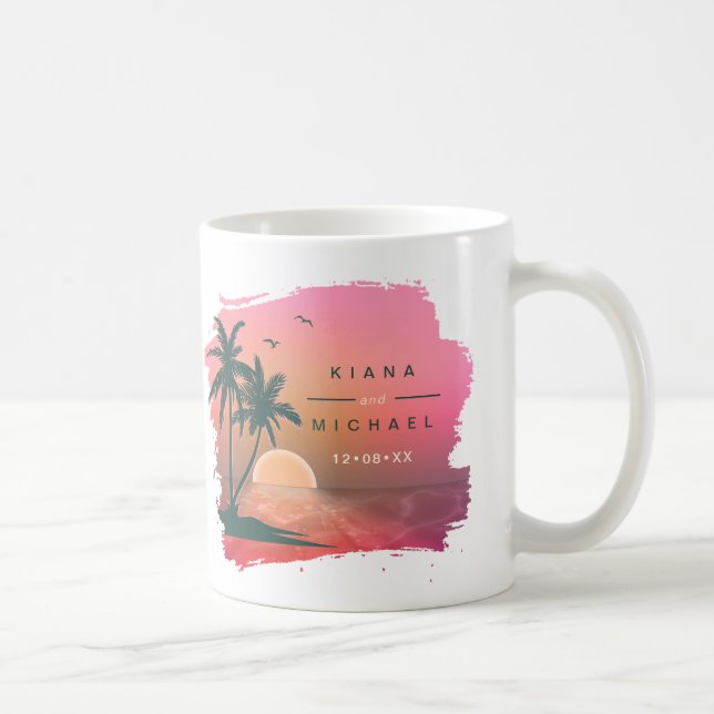 Tropische Isle Sunrise Wedding Pink ID581 Kaffeetasse (Rechts)