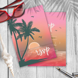 Tropische Isle Sunrise Wedding Pink ID581 RSVP Karte