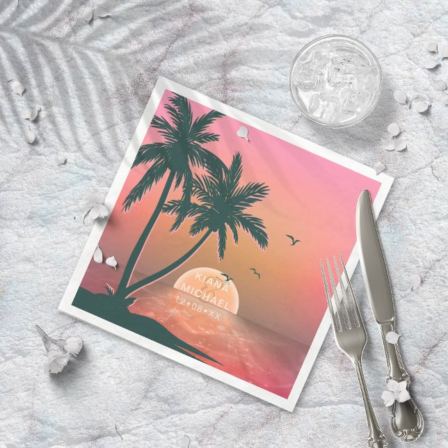 Tropische Isle Sunrise Wedding Pink ID581 Serviette (Von Creator hochgeladen)
