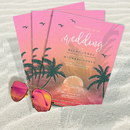 Tropische Isle Sunrise Wedding Pink L2 ID581 Einladung