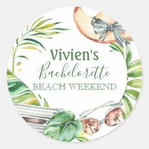 Tropische Junggesellinnen-Abschiedsparty am Strand Runder Aufkleber
