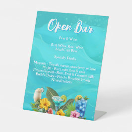 Tropische Junggesellinnenabschied Open Bar Getränk Sockelschild