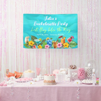 Tropische Junggesellinnenparty Blaue Wellen Banner