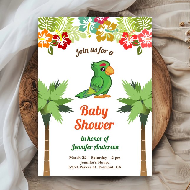 Tropische Jungle Forest Parrot Babydusche Einladung (Von Creator hochgeladen)